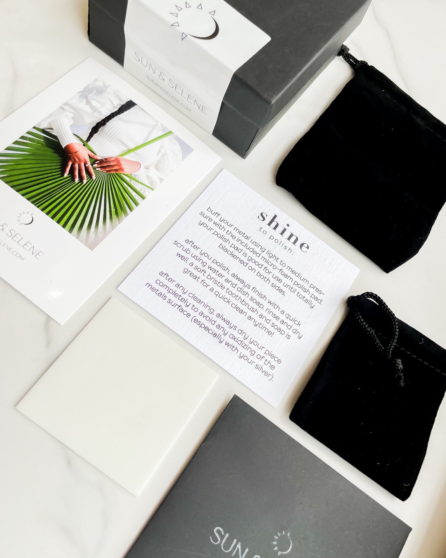 SUN & SELENE jewelry packaging + care kit 