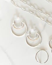 AELLA // greek amazon warrior two-tone hoop earrings  with silver exterior