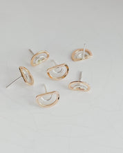 SUN & SELENE two tone arc studs