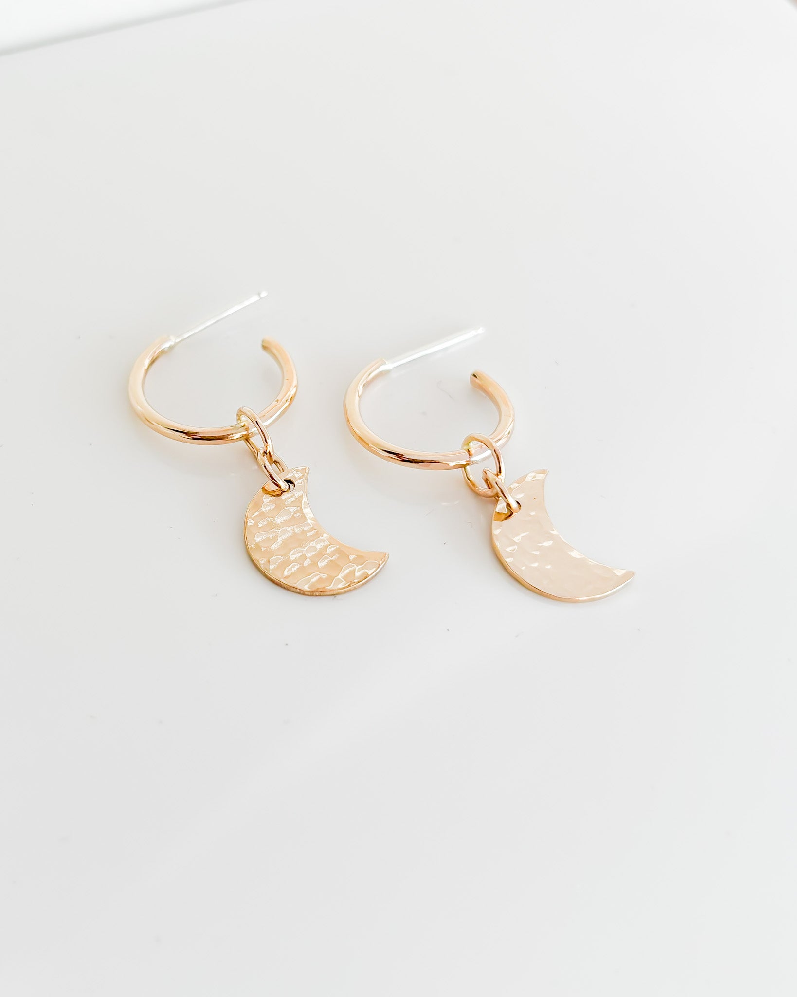 SUN & SELENE gold crescent charm hoops