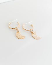 SUN & SELENE gold crescent charm hoops