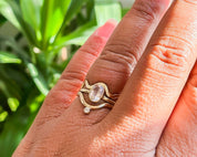 SUN & SELENE engagement ring stack on model