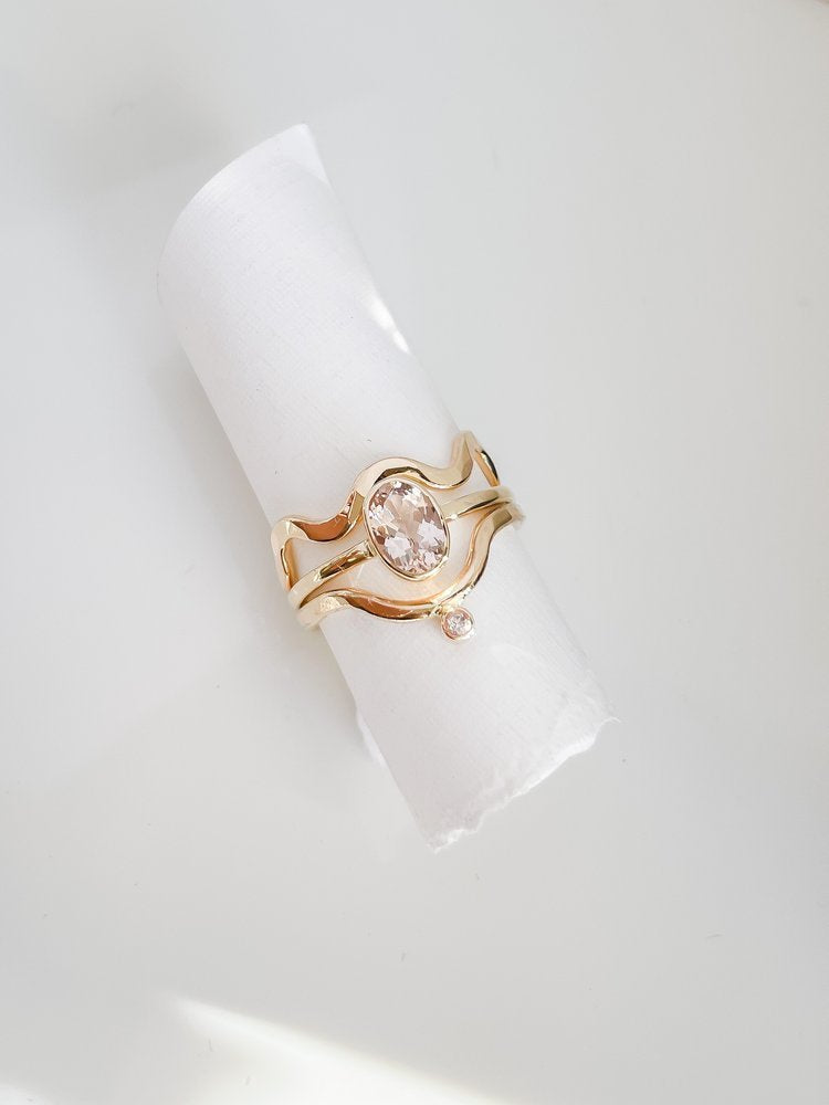 SUN & SELENE ceremony ring stack in solid gold