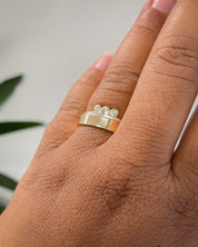SUN & SELENE diamond crown ring on model