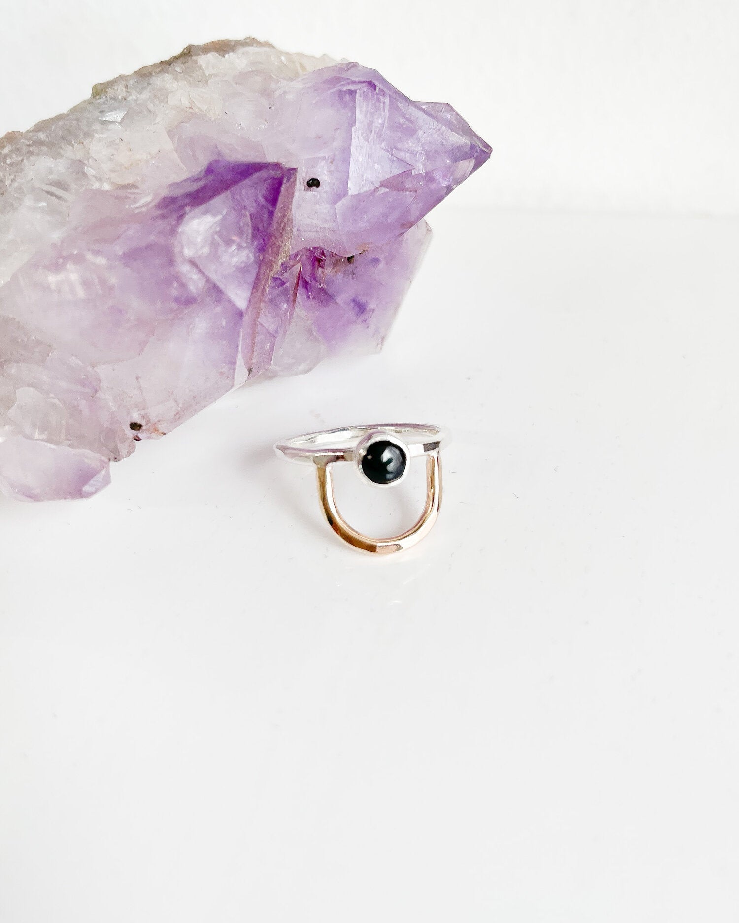 SUN & SELENE black oynx arc ring