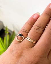 SUN & SELENE aurora arc ring in black oynx