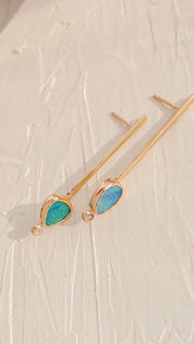 SUN & SELENE opal + diamond bar earrings in solid gold