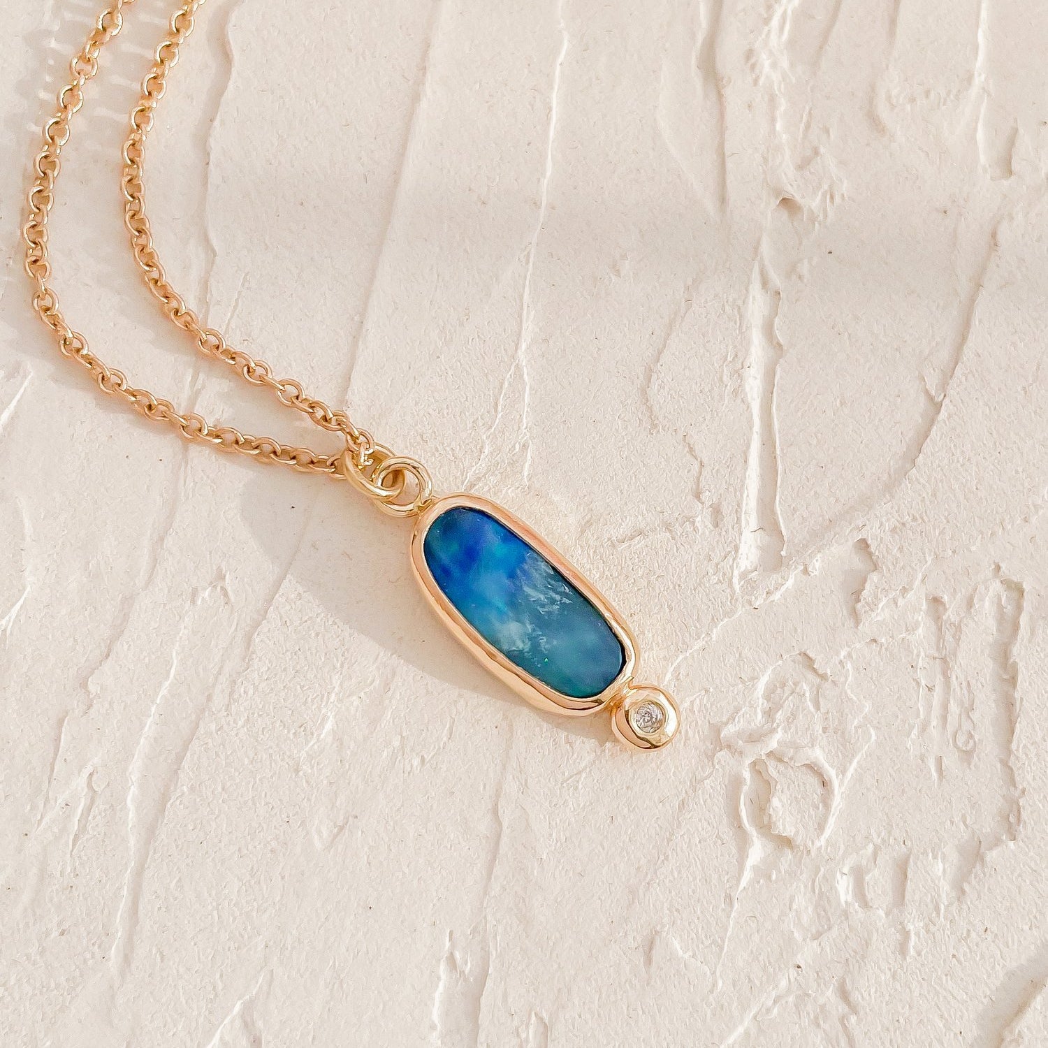 SUN & SELENE opal + diamond necklace