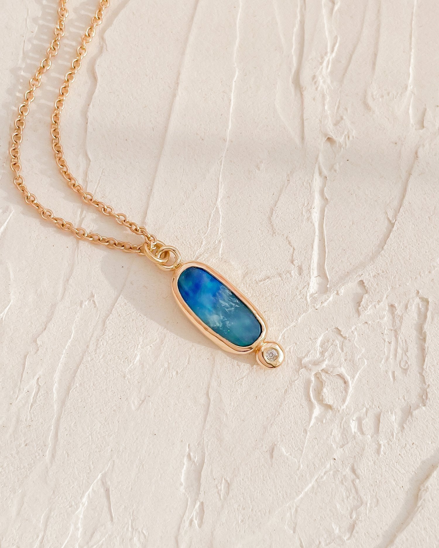 SUN & SELENE opal + diamond necklace