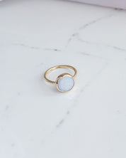 SUN & SELENE round opal solitaire ring
