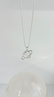 SUN & SELENE silver saturn pendent necklace