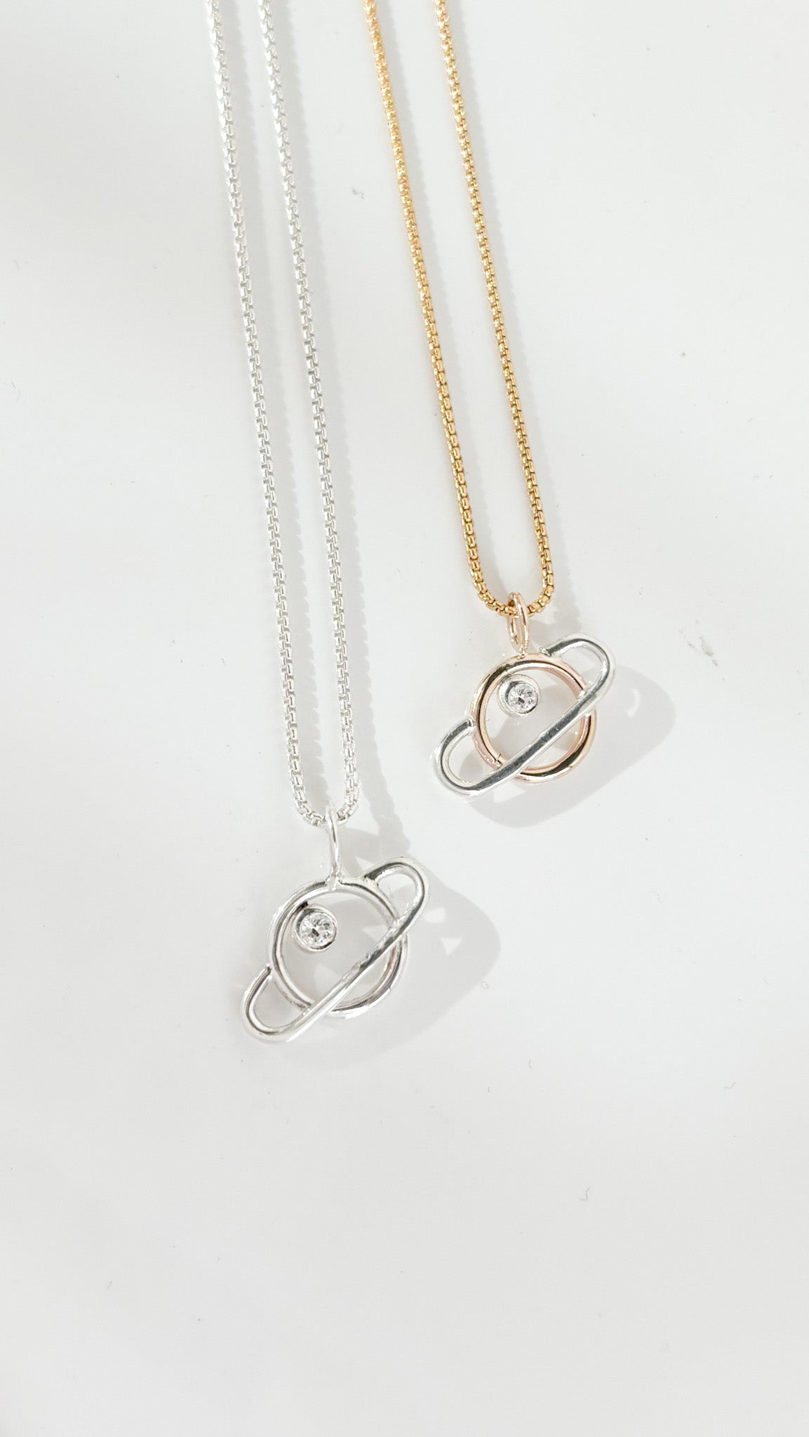 SUN & SELENE saturn pendant necklaces