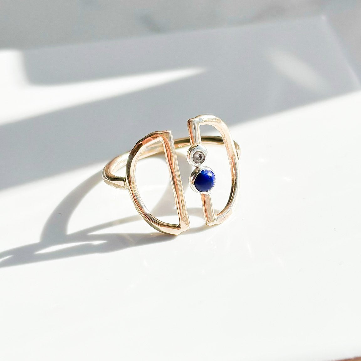 SUN & SELENE Celeste lapis and diamond ring