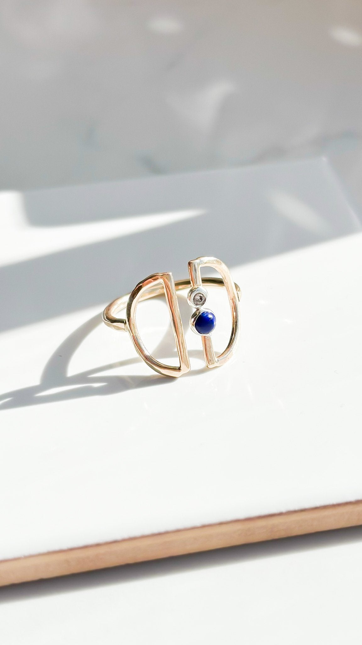 SUN & SELENE Celeste lapis and diamond ring