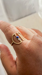 SUN & SELENE lapis and diamond ring on model