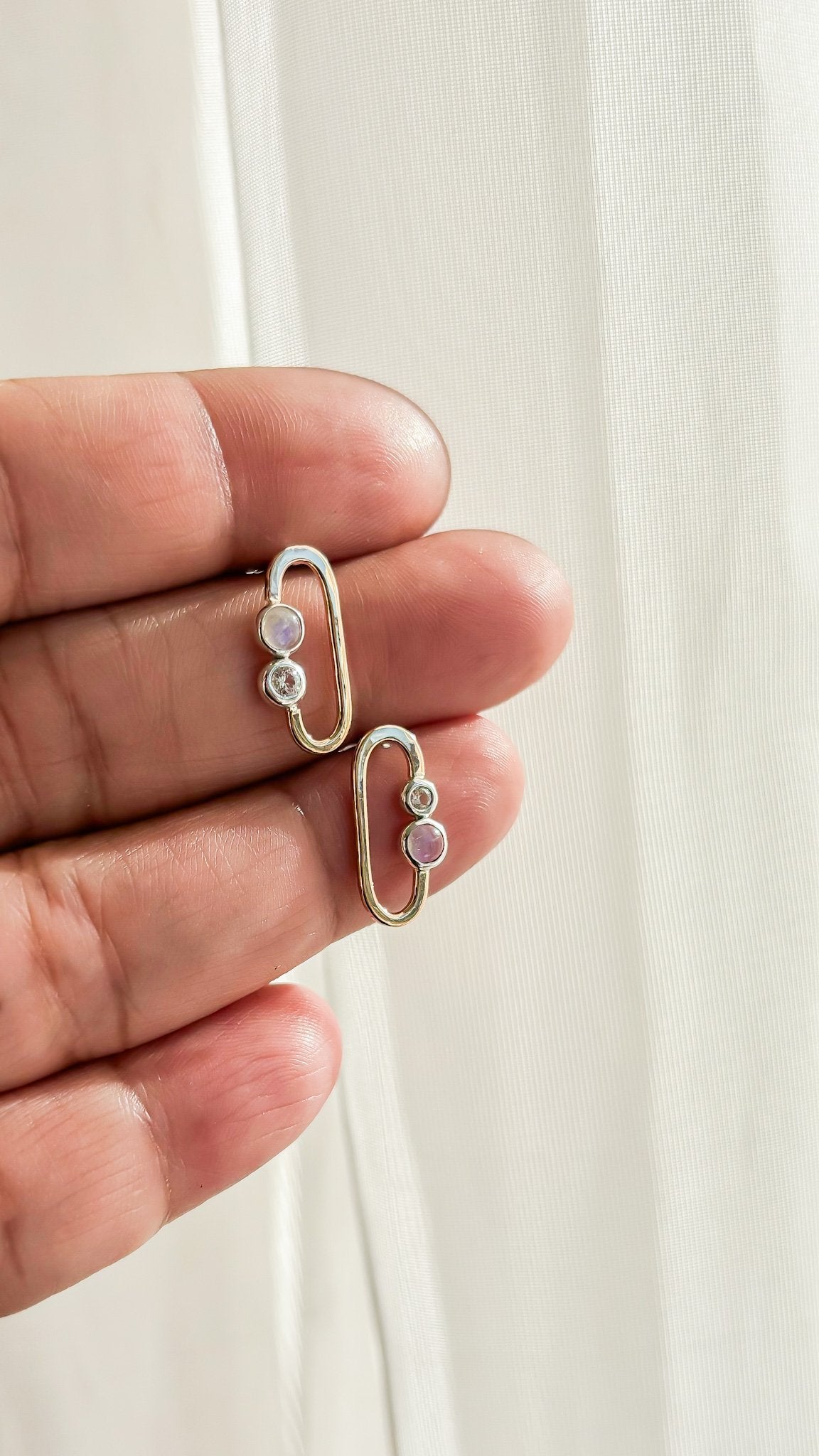 SUN & SELENE diamond + moonstone earrings