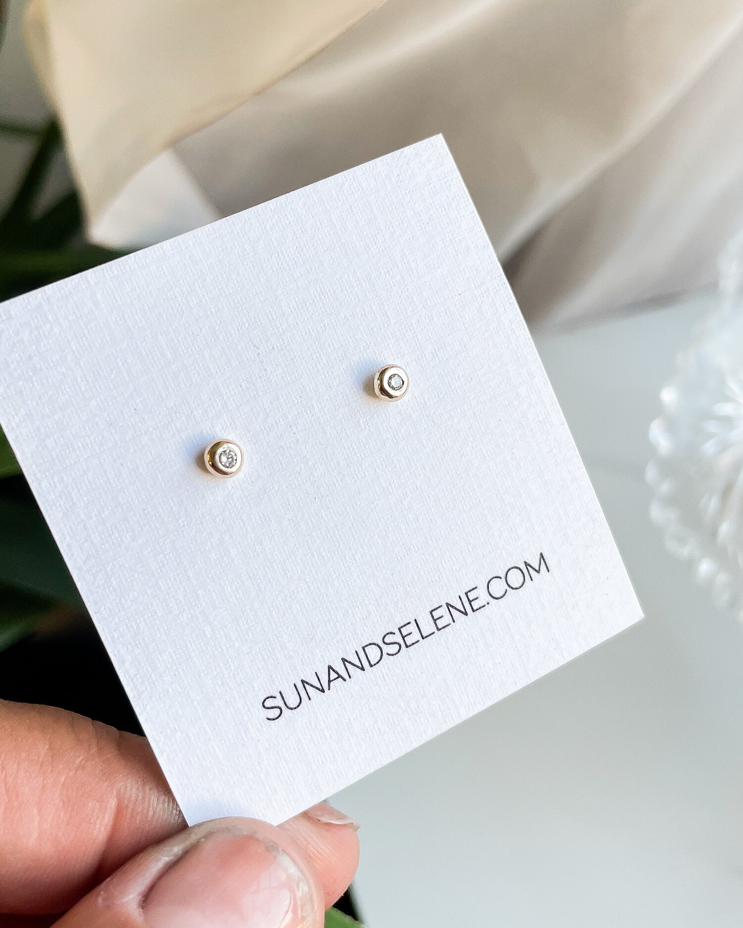 SUN & SELENE GAIA diamond dot studs