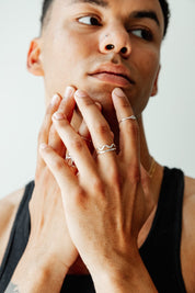 SUN & SELENE stacking rings on model