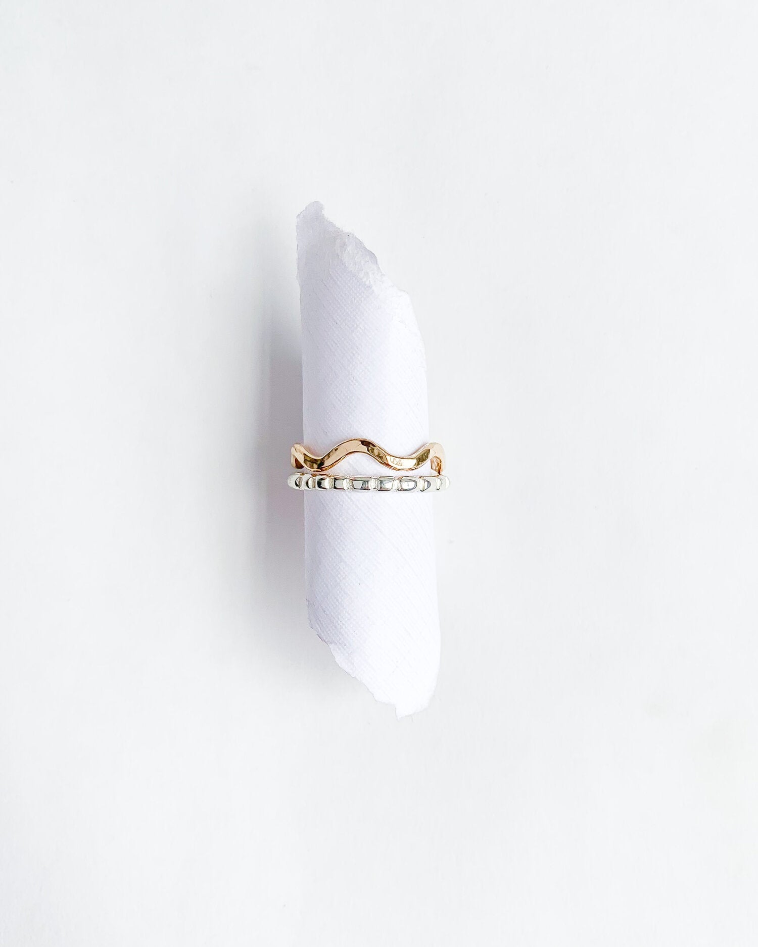 SUN & SELENE stacking rings on form