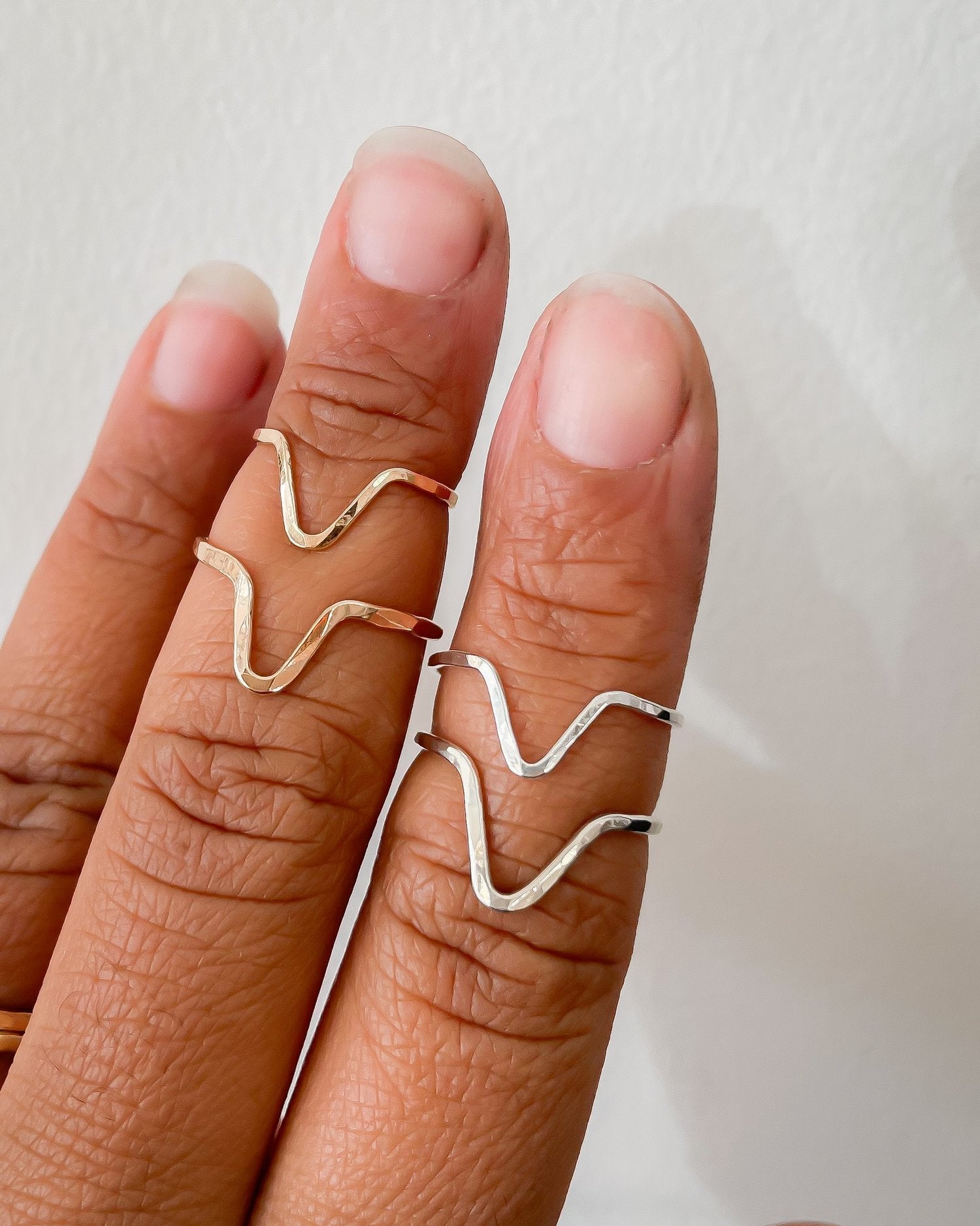 SUN & SELENE stacking rings on model
