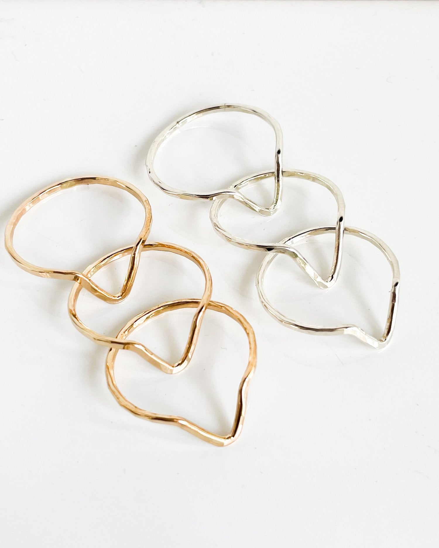 SUN & SELENE v shaped stacking rings