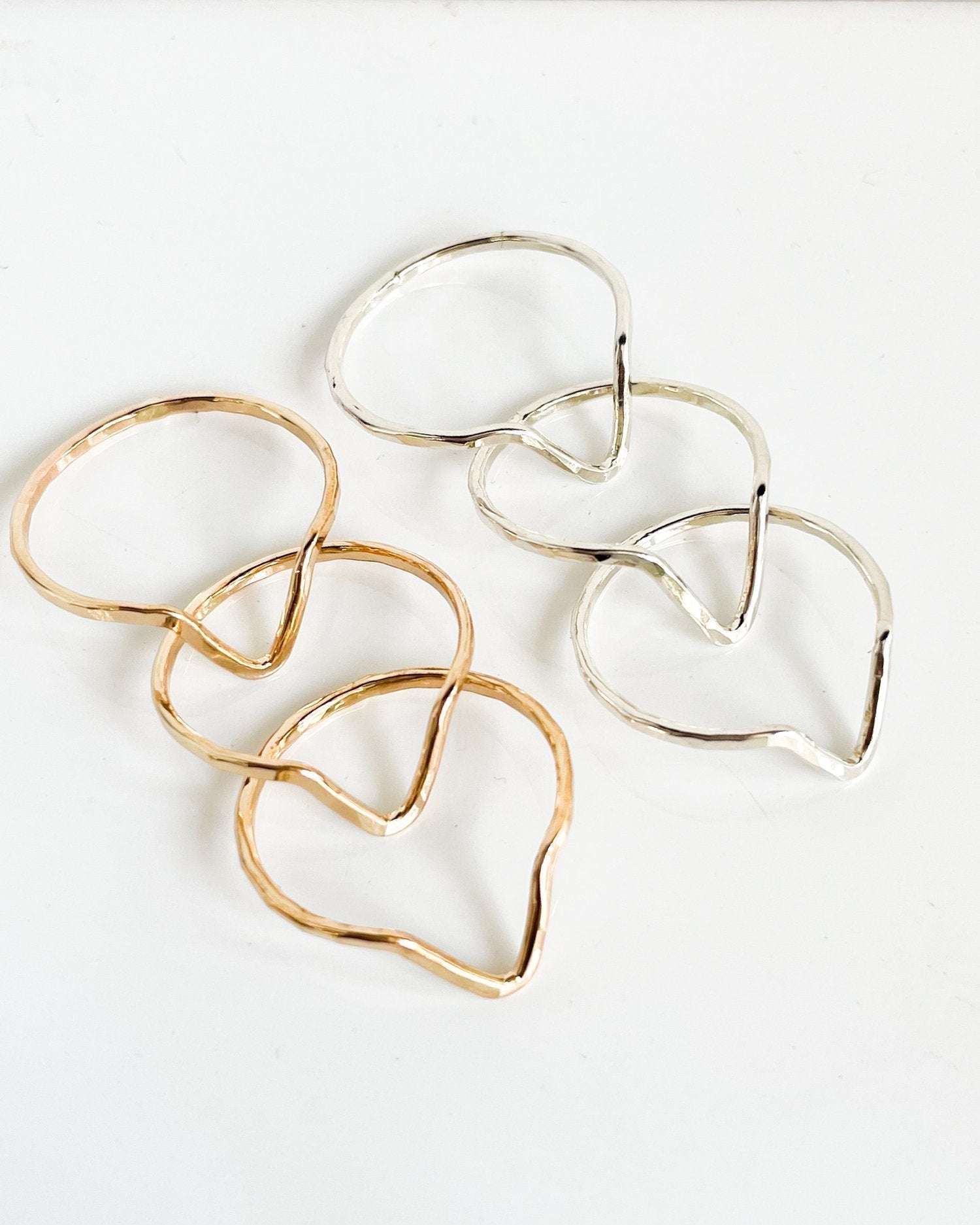 SUN & SELENE v shaped stacking rings