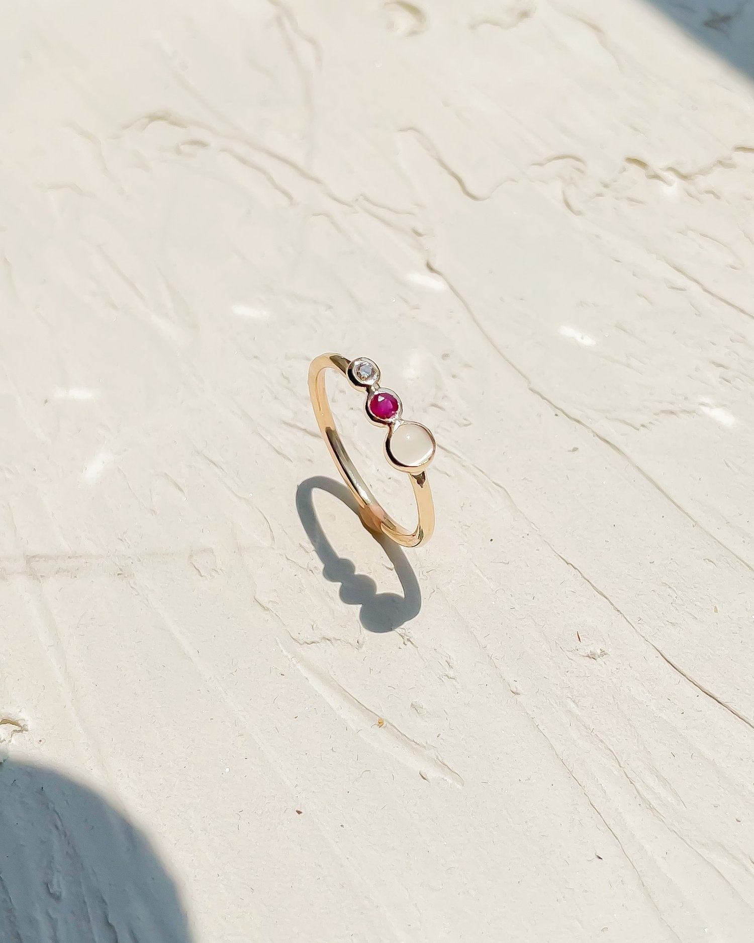 SUN & SELENE three stone ring