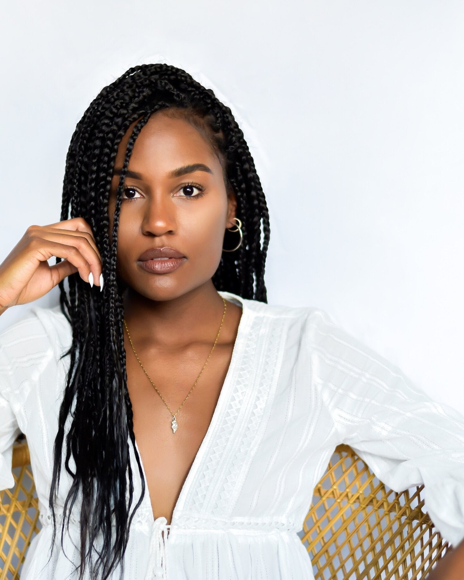 SUN & SELENE hoops on model