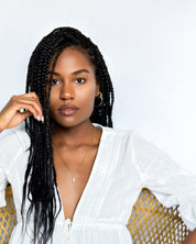 SUN & SELENE hoops on model