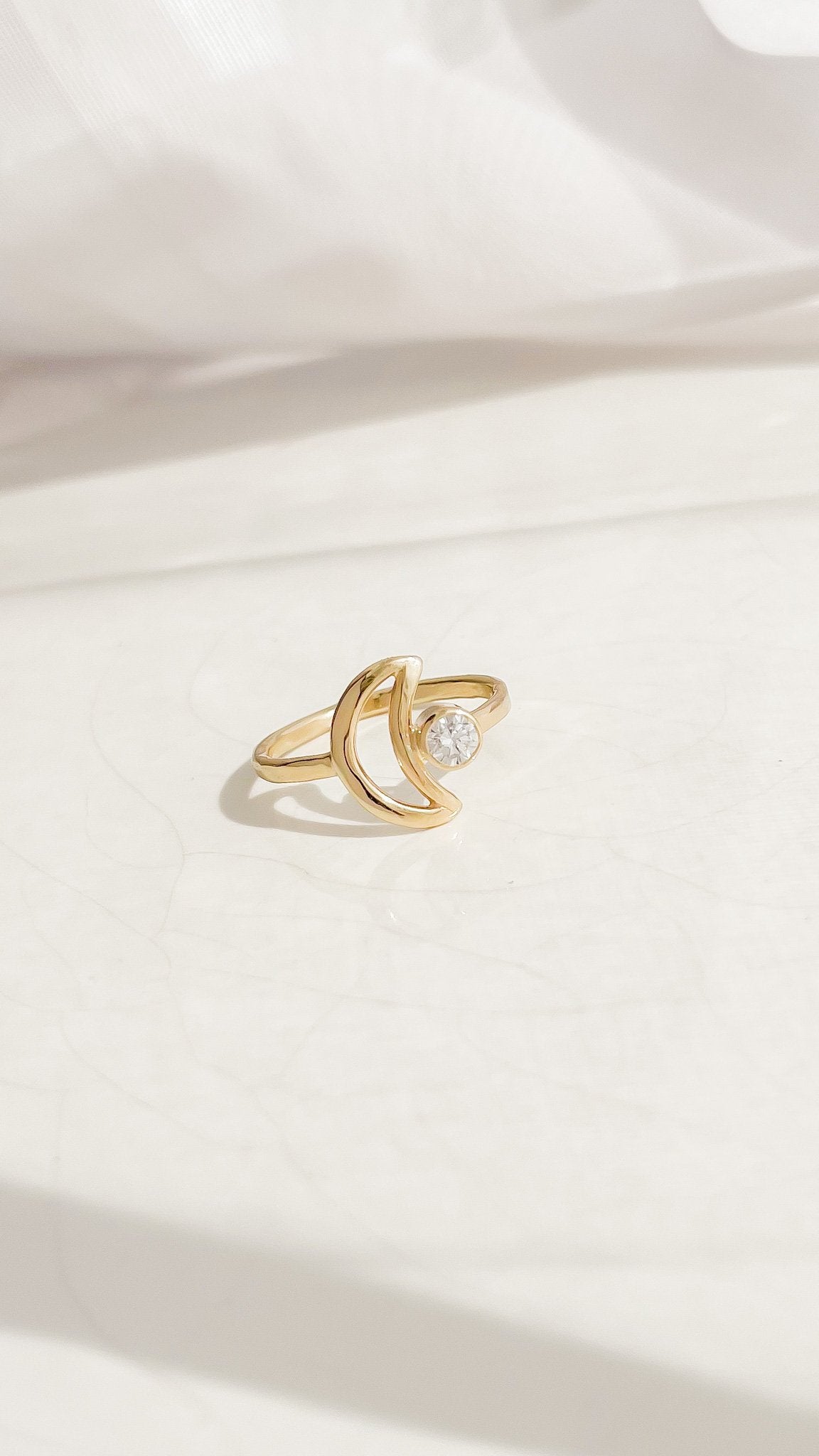 SUN & SELENE crescent + diamond ring