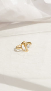 SUN & SELENE crescent + diamond ring