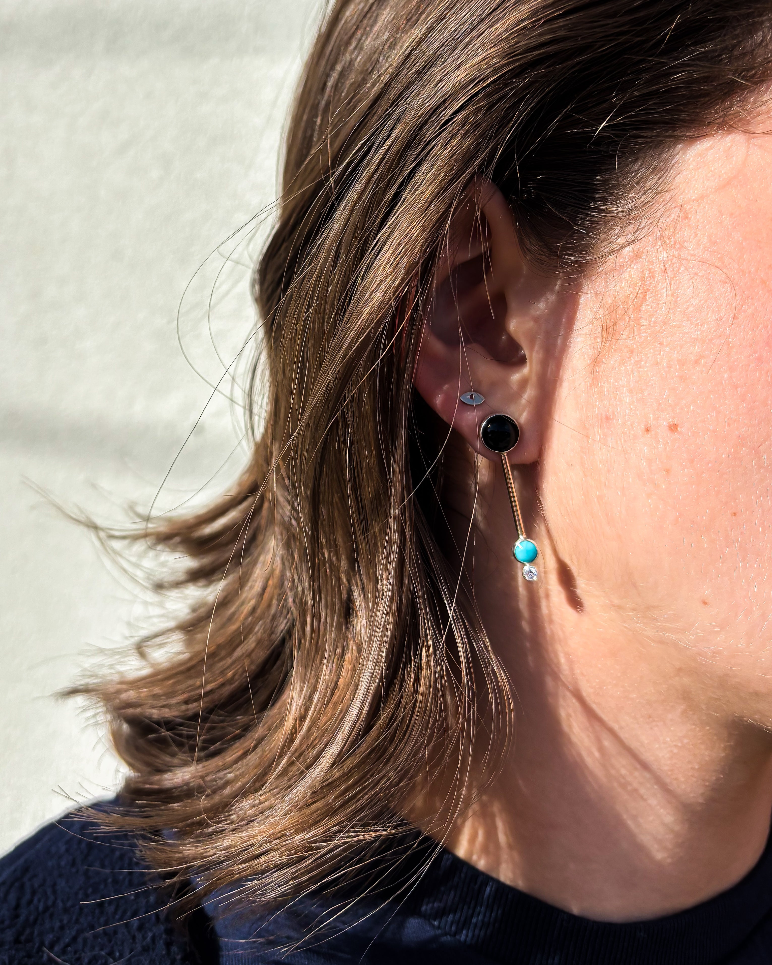 GEMSTONE DROP // color block bar earrings