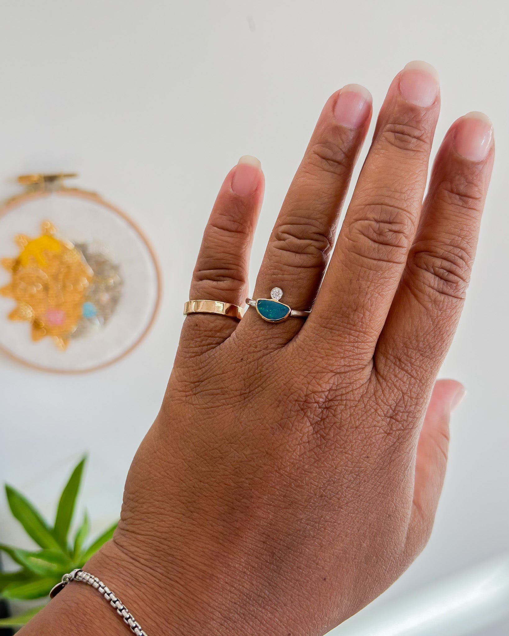 CALLISTO// opal + diamond crown ring