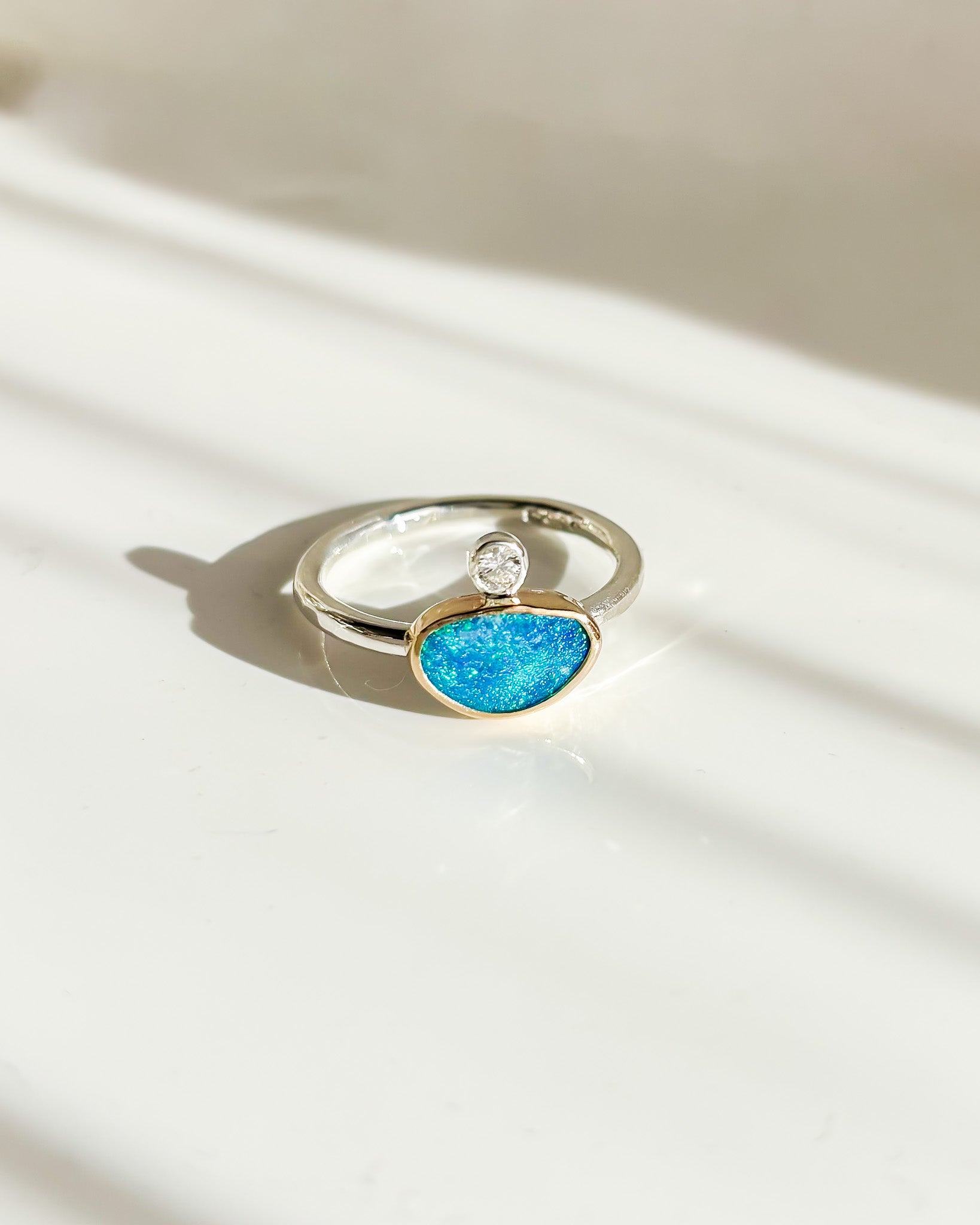 CALLISTO// opal + diamond crown ring