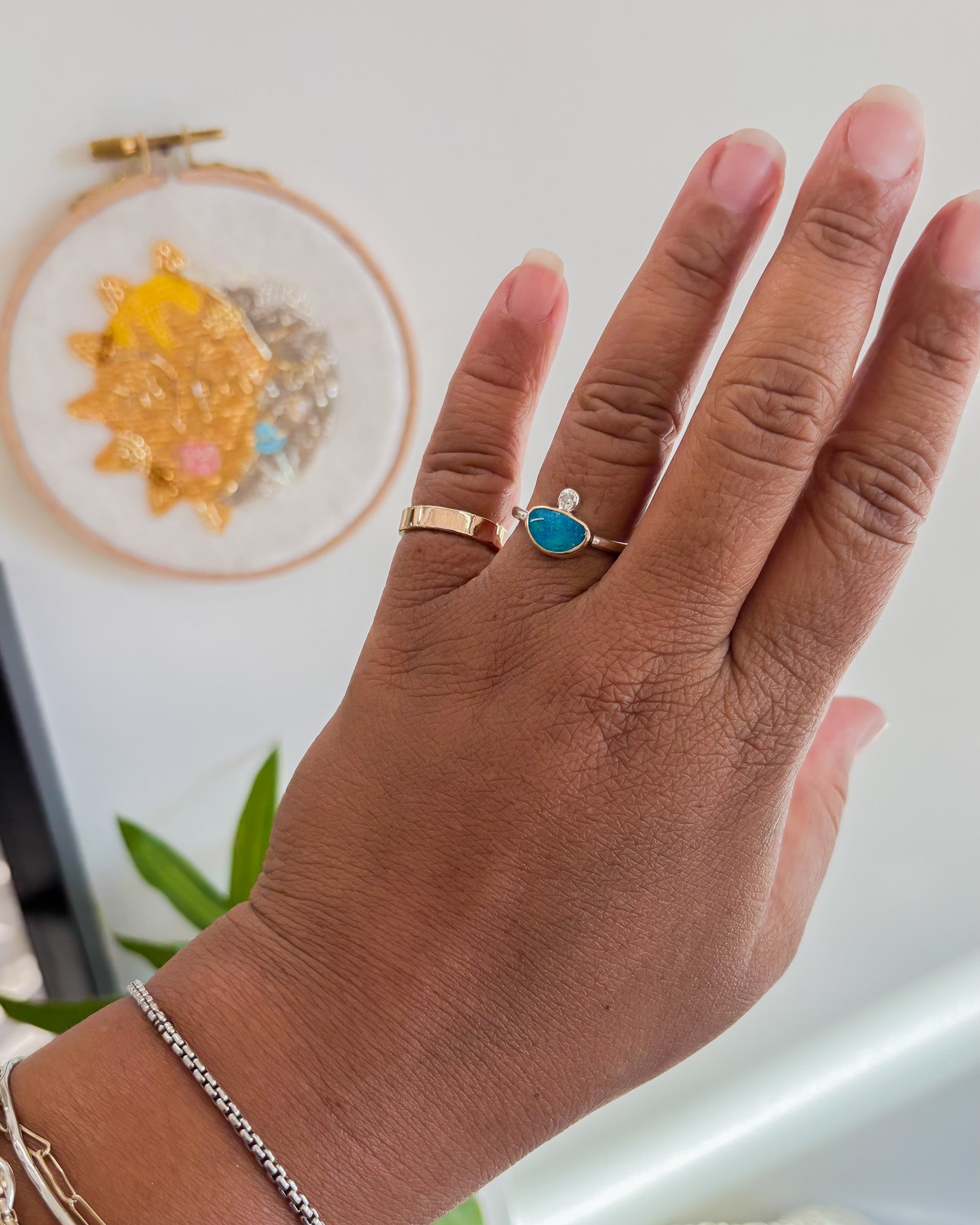 CALLISTO// opal + diamond crown ring
