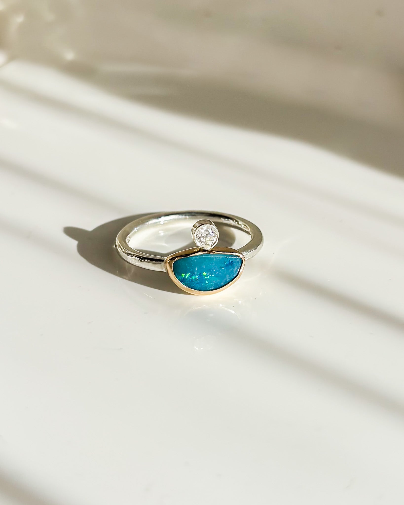 CALLISTO// opal + diamond crown ring
