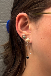 Onyx + Diamond // gemstone arc earrings