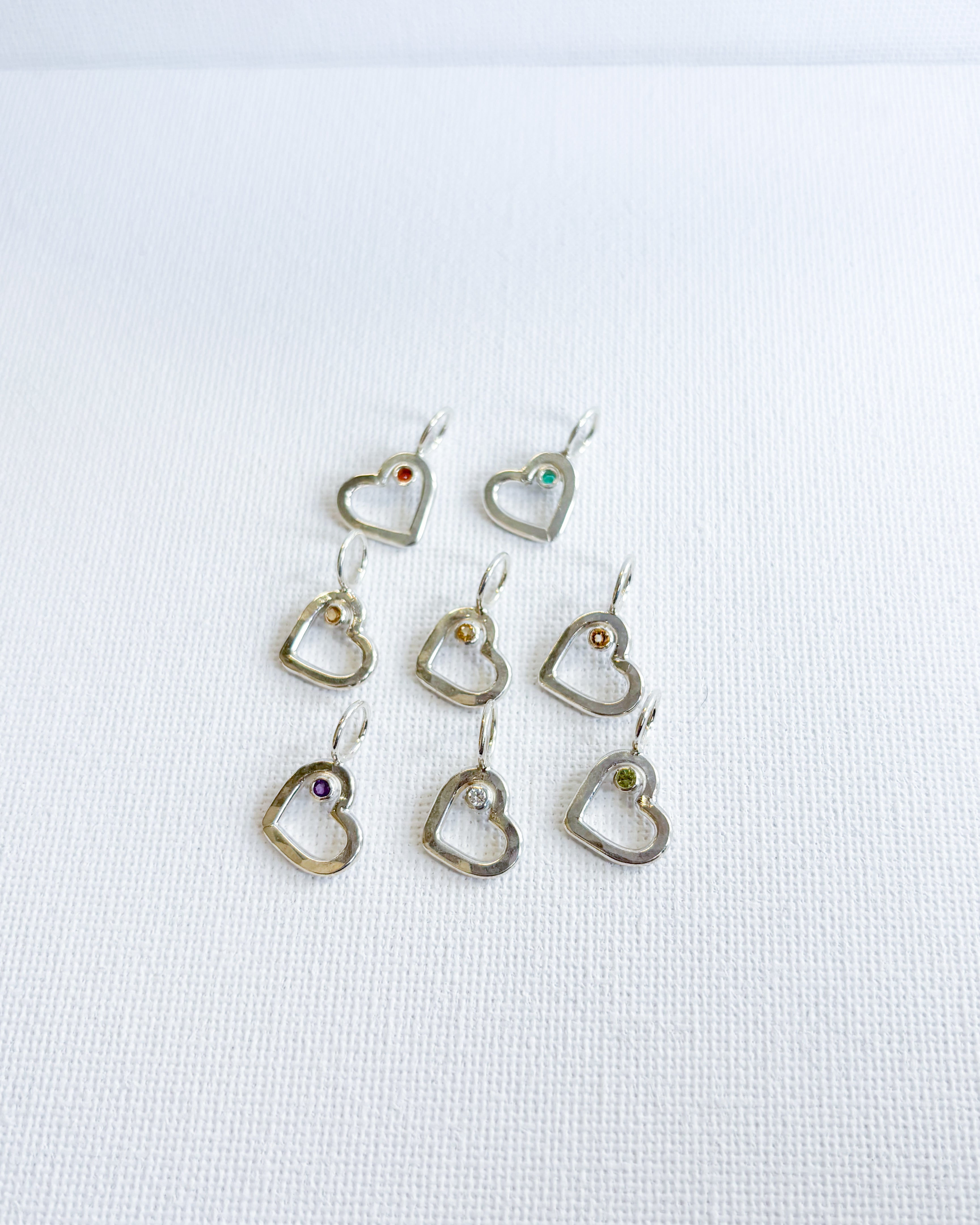 SAMPLE SALE TINY HEARTS SILVER // birthstone charms