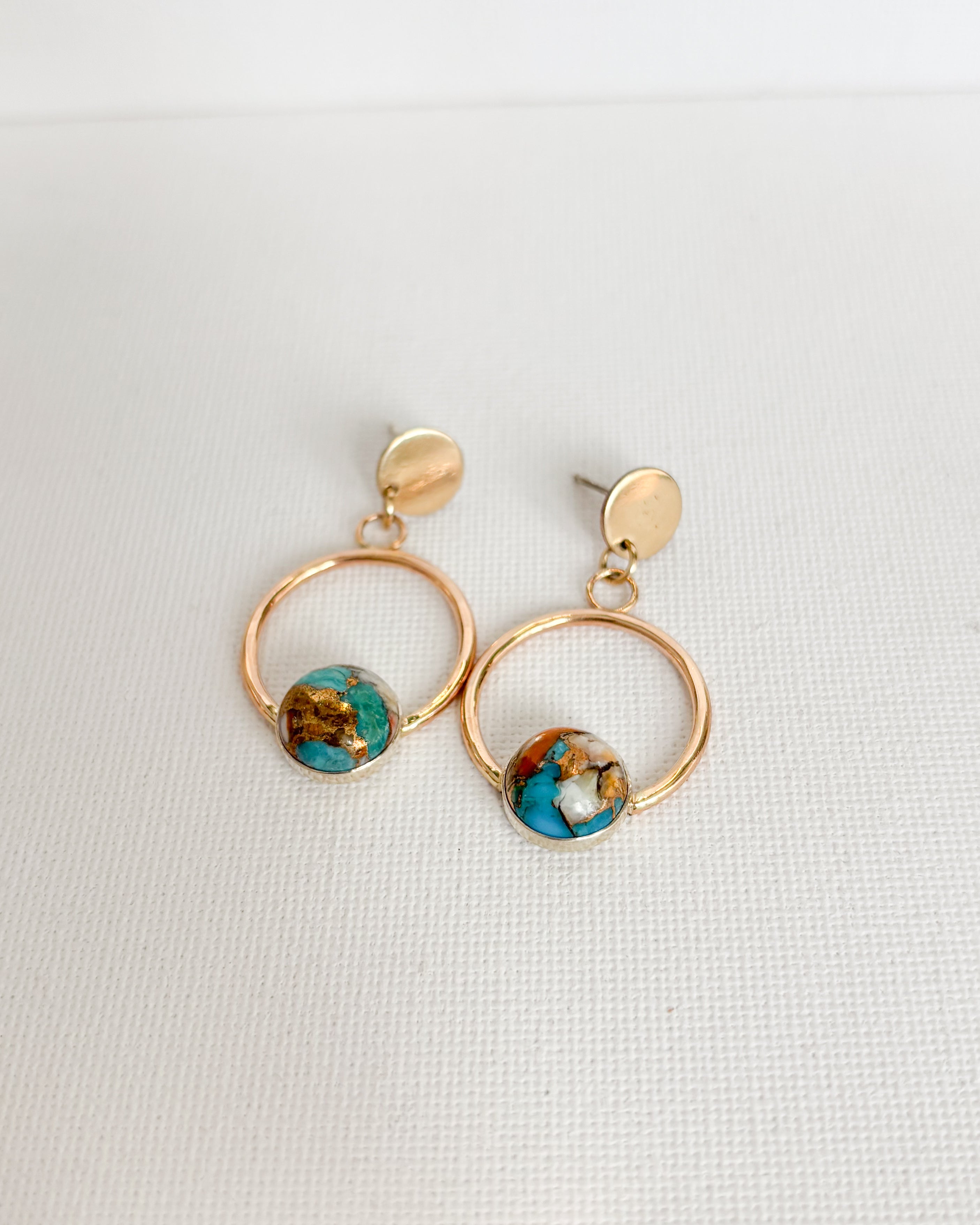 OYSTER TURQUOISE// gemstone hoops