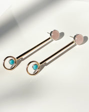 Rose Quartz + Turquoise // gemstone bar earrings