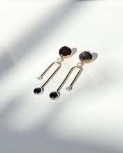Onyx + Diamond // gemstone arc earrings