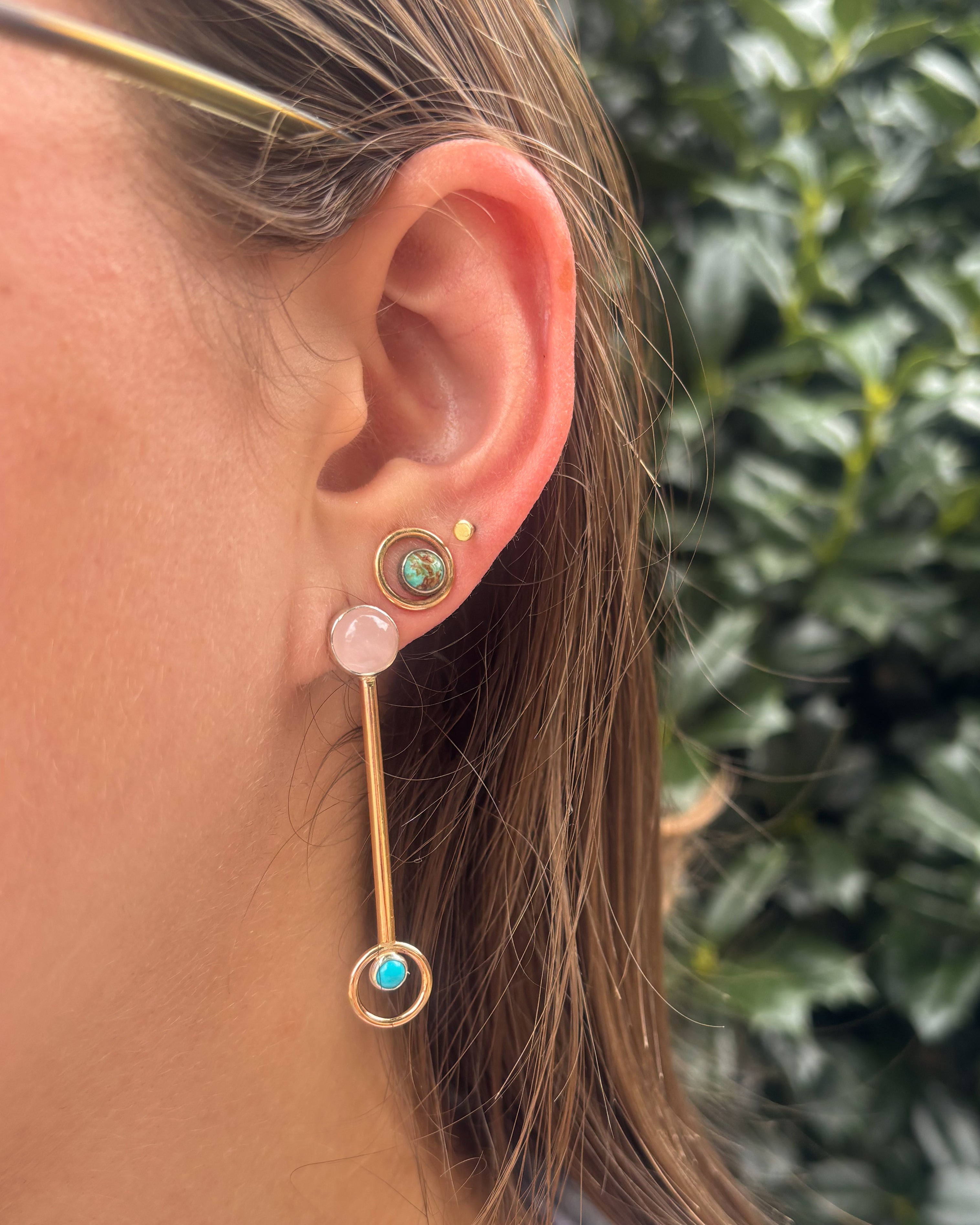 Rose Quartz + Turquoise // gemstone bar earrings