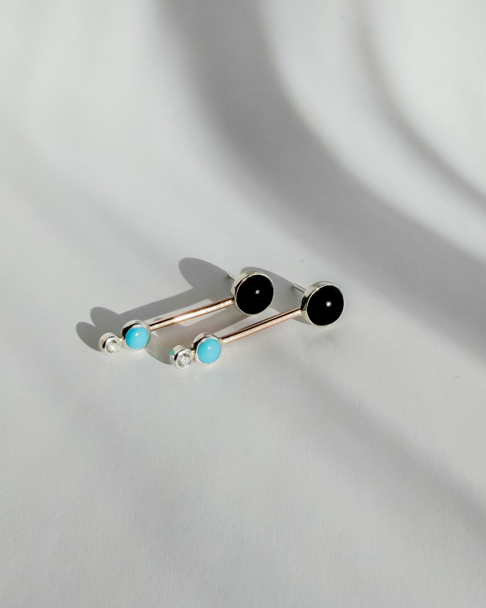 GEMSTONE DROP // color block bar earrings