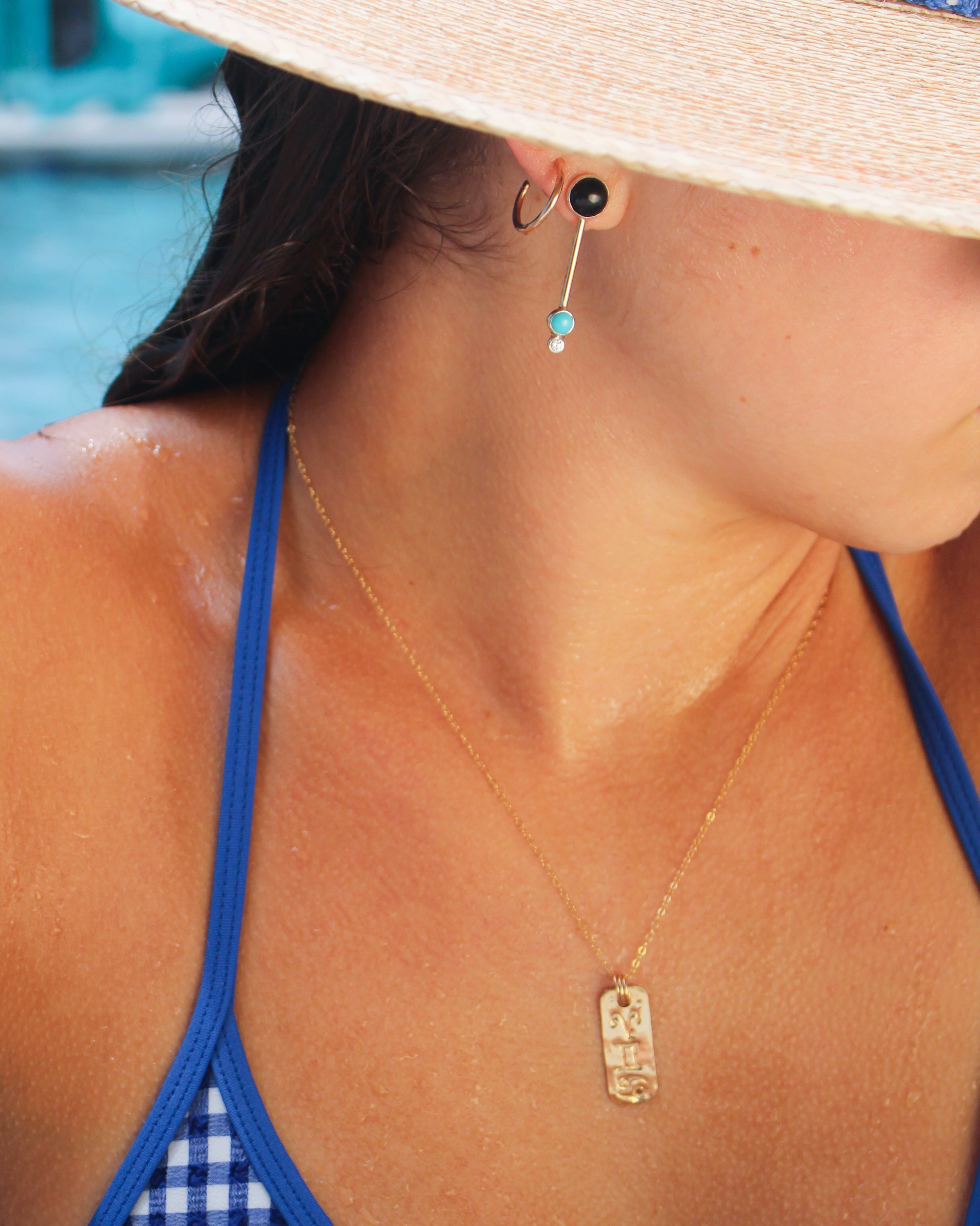 GEMSTONE DROP // color block bar earrings