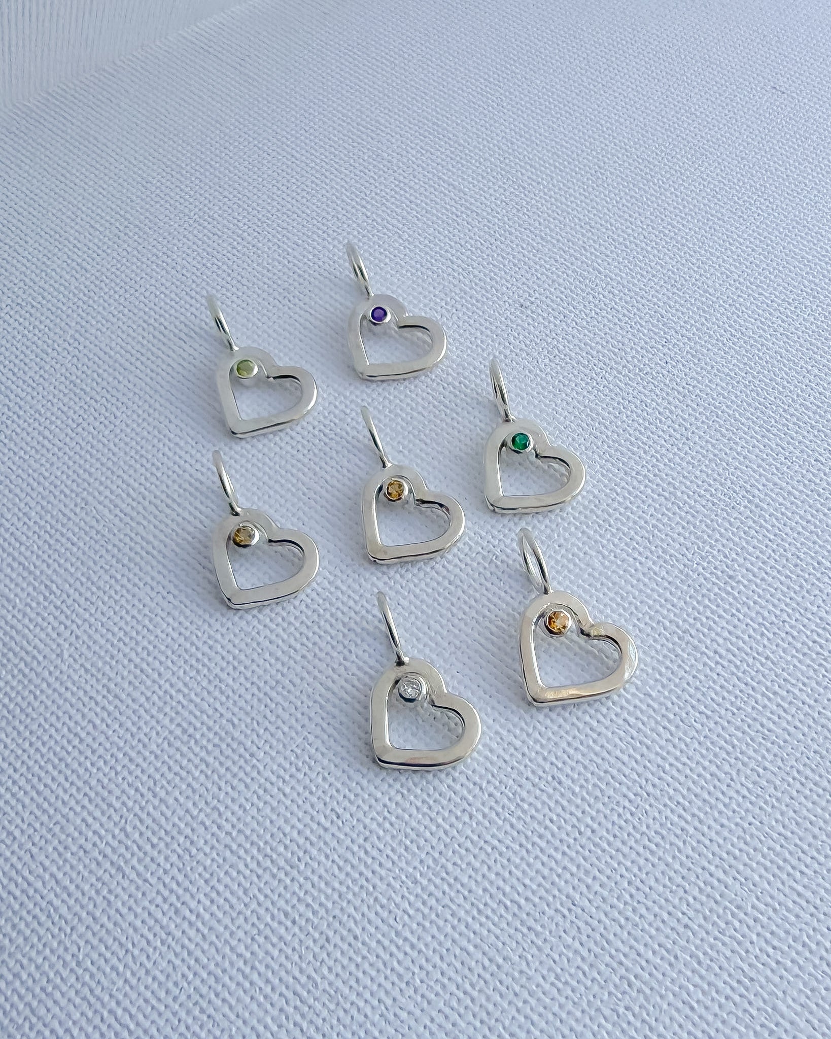 SAMPLE SALE TINY HEARTS SILVER // birthstone charms