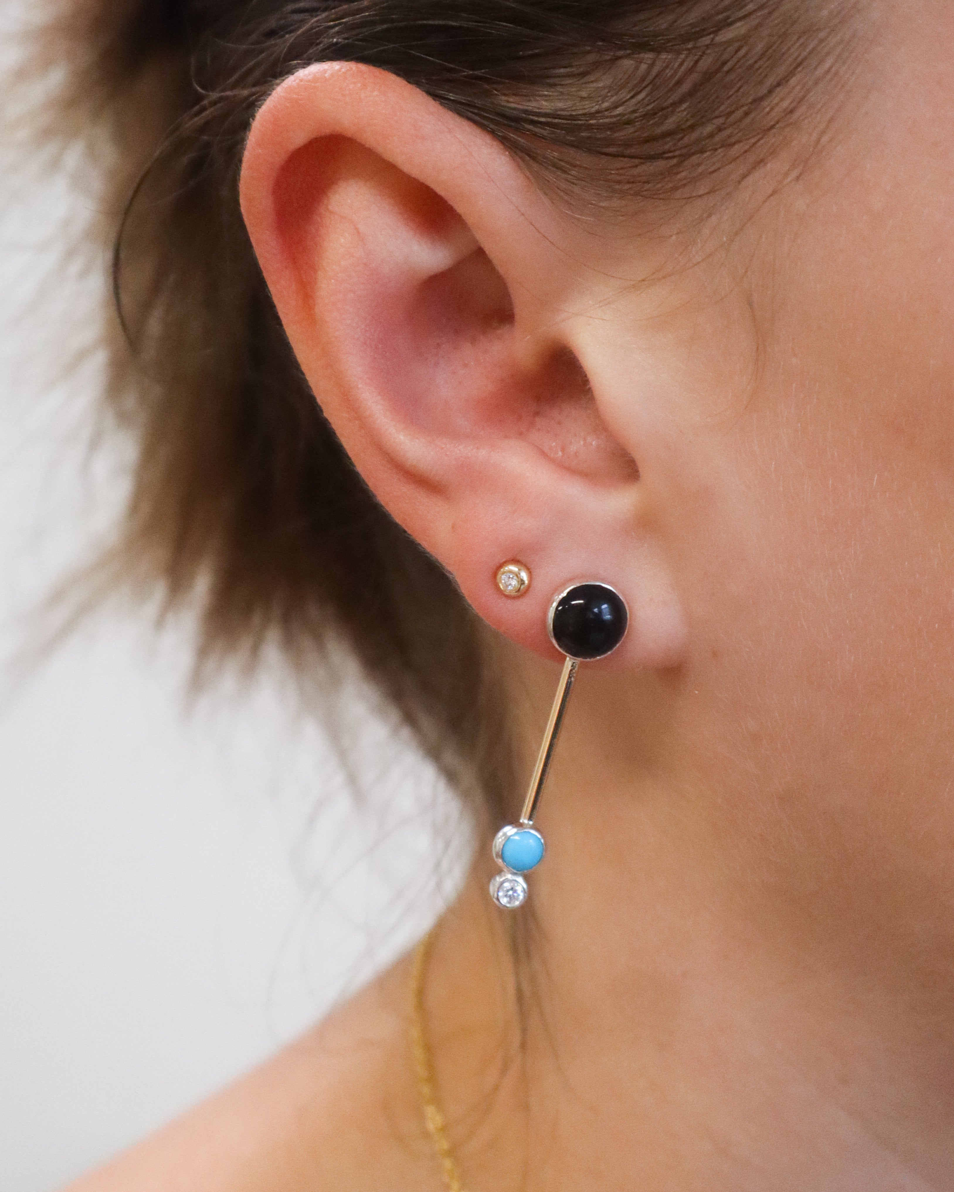 GEMSTONE DROP // color block bar earrings
