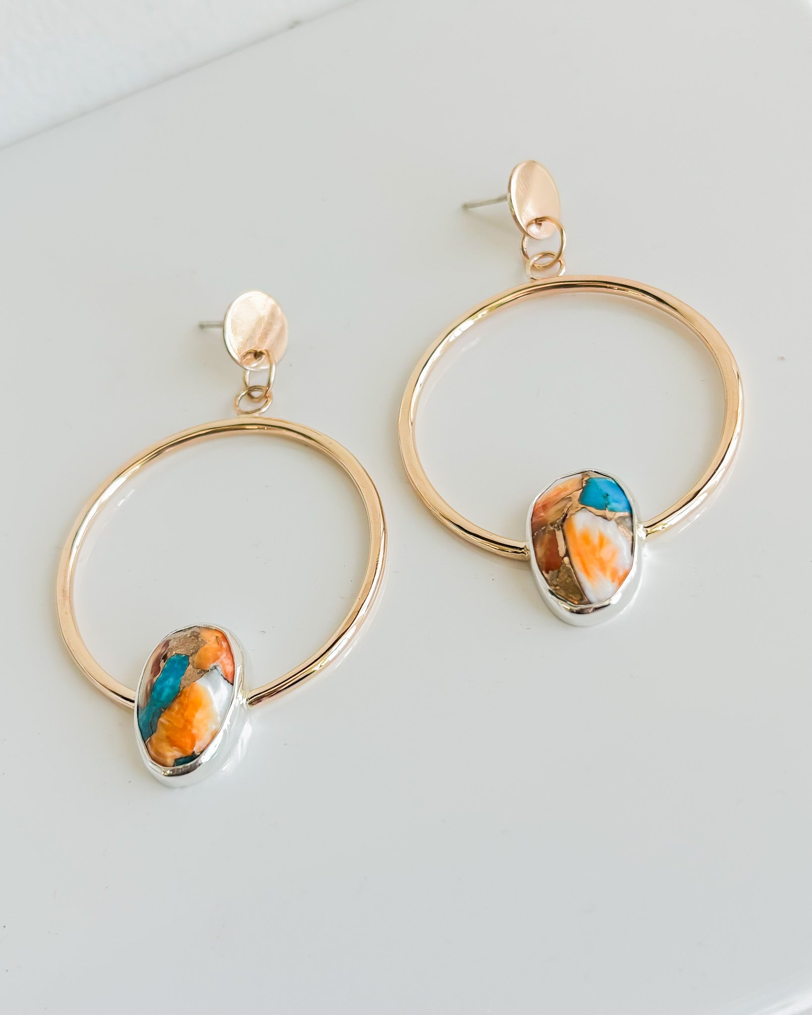 OYSTER TURQUOISE// gemstone hoops