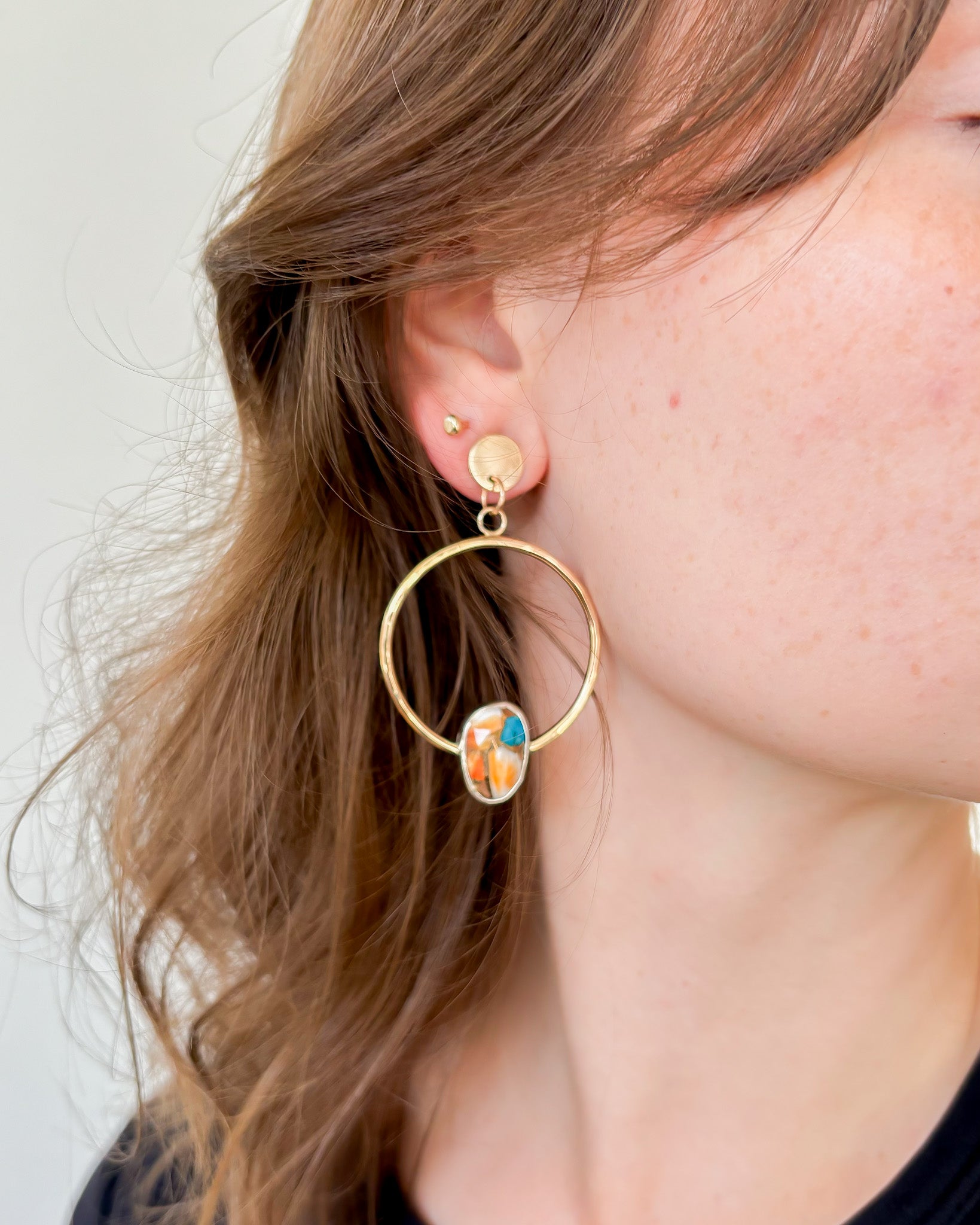 OYSTER TURQUOISE// gemstone hoops