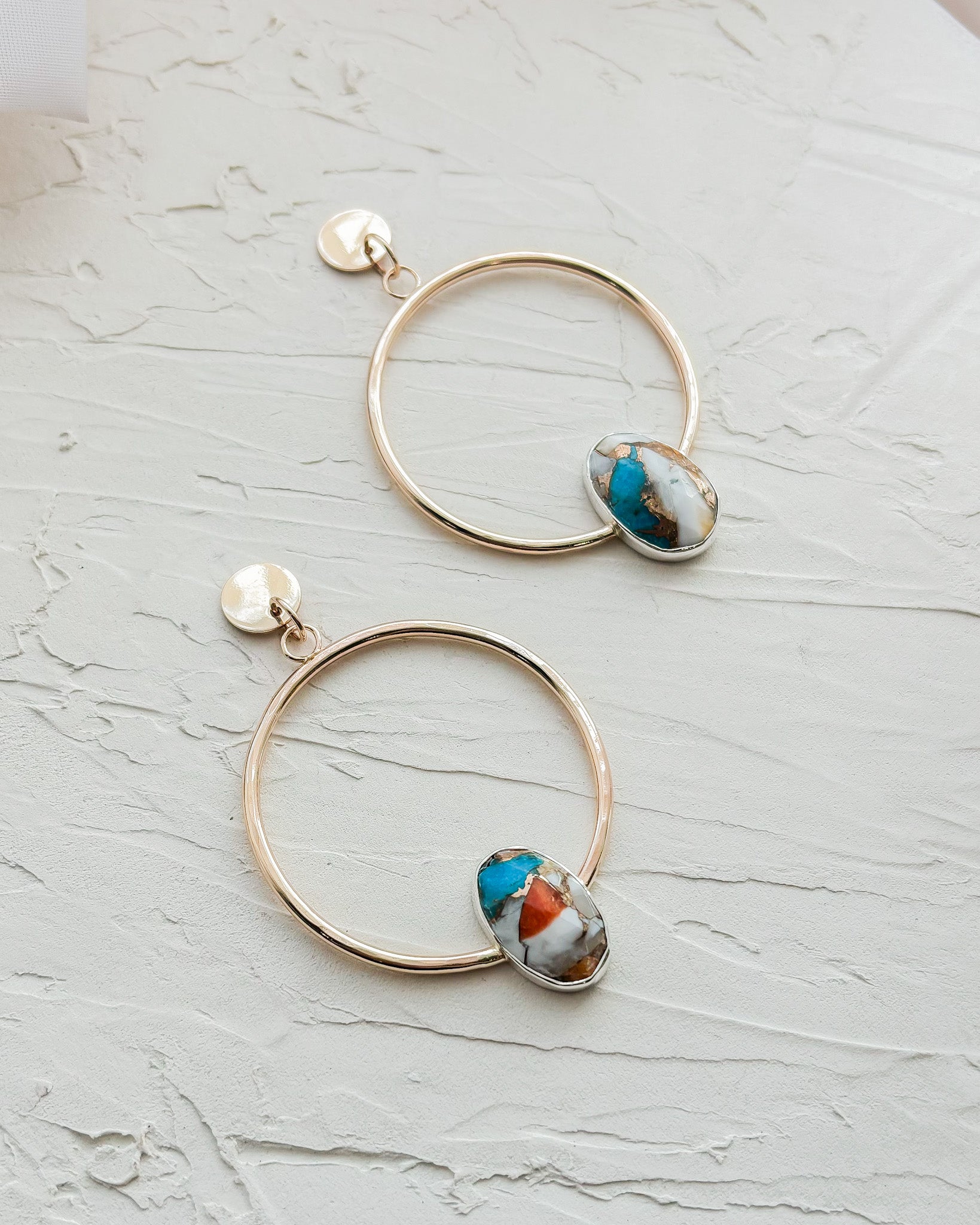 OYSTER TURQUOISE// gemstone hoops