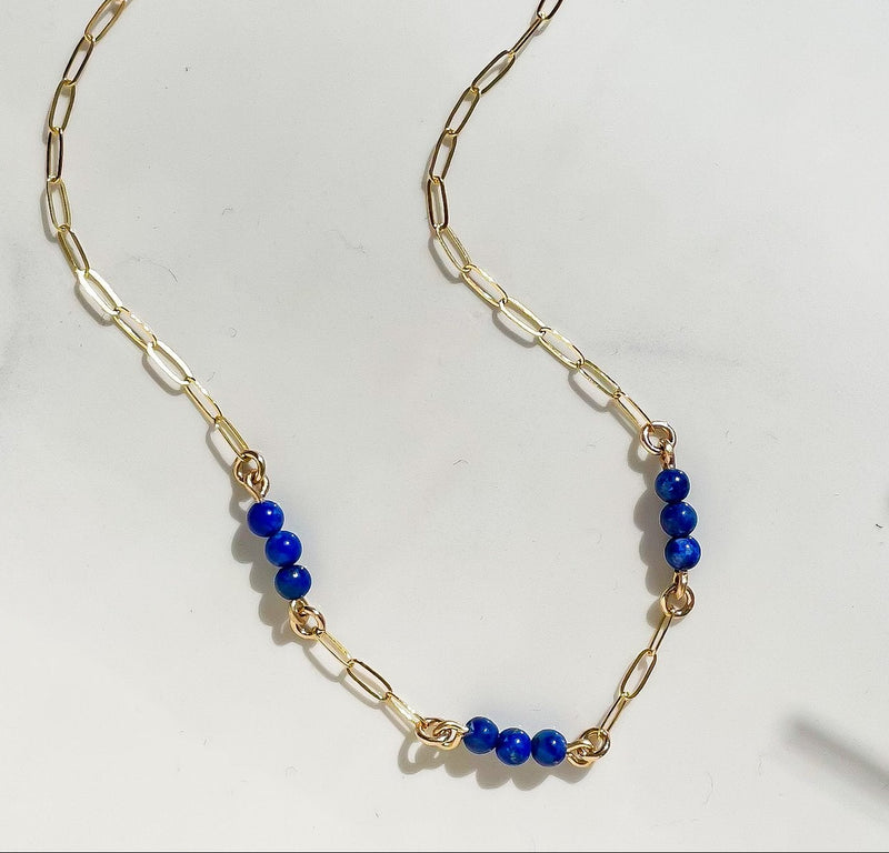 SUN & SELNE lapis lazuli beaded choker